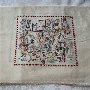 Vintage Catstudio 2004 Embroidered America/Minnesota map pillowcase.